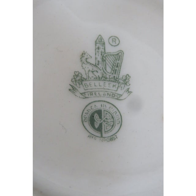 Cream Belleek Ireland Porcelain Lotus Pattern Creamer and Sugar Bowl Set 4638b For Sale - Image 8 of 14