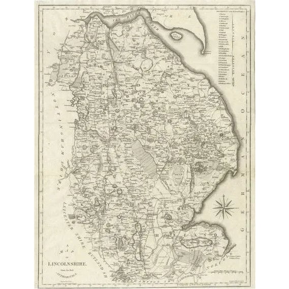 Large Antique County Map of Lincolnshire, 1805 For Sale - Image 6 of 6