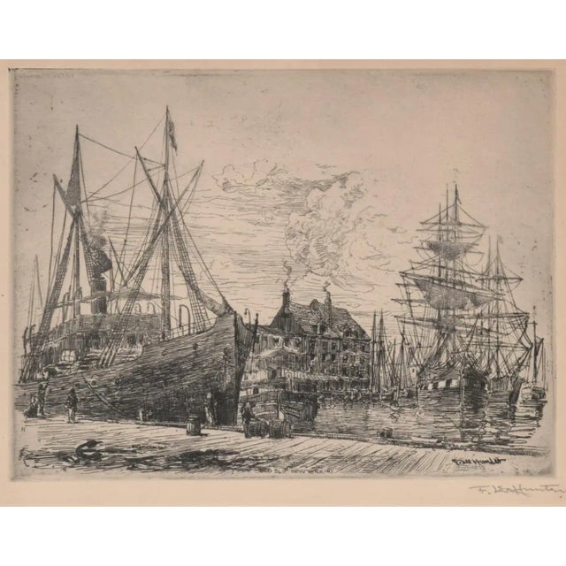 Frederick Leo Hunter Old Slip New York Etching For Sale