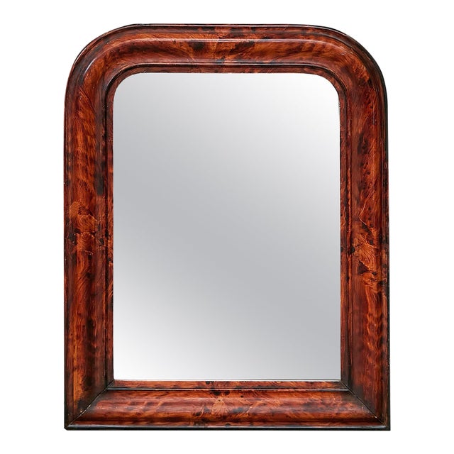 French 1900s Louis-Philippe Inspired Mirror with Faux Tortoise Painted Frame For Sale