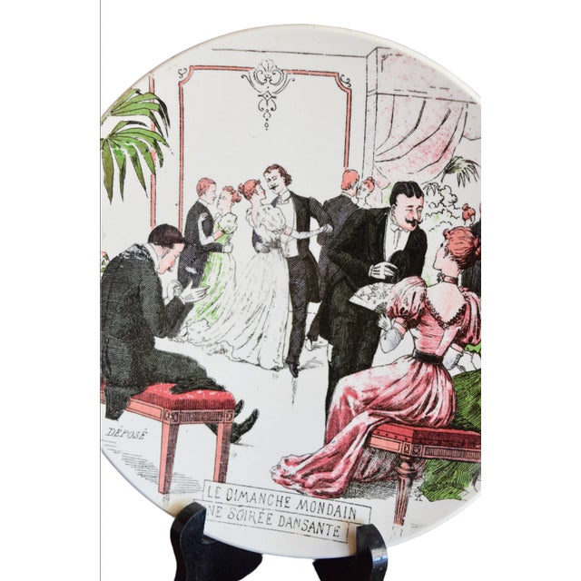 Boch Freres Keramis Boch Frères "Le Dimanche Mondain" Decorative Plate For Sale - Image 4 of 9