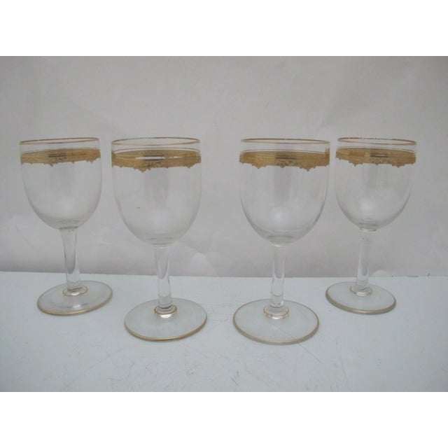 Glass Elegant Gilt Crystal St Louis Style Aperitif Wine Glass Set of 4 For Sale - Image 7 of 7