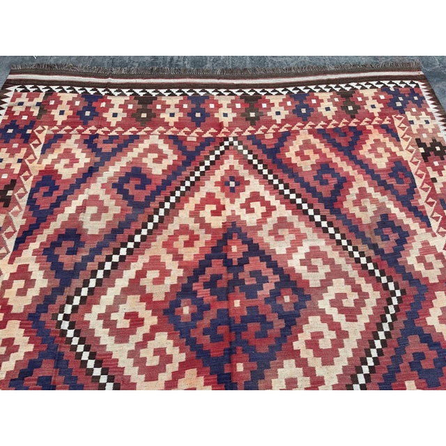 Vintage Afghan Flat Weave Tribal Wool Kilim Rug, 10x16 For Sale - Image 6 of 8