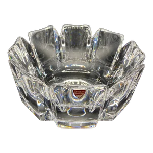 Mid 20th Century Orrefors Crystal Bowl Eight Leaf Sweden Scandinavian Signed Art Glass Bowl