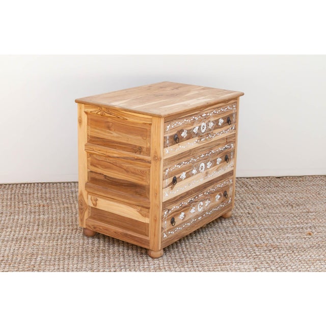 Pair of Reclaimed Teak Mother of Pearl Inlay Dressers For Sale - Image 9 of 12