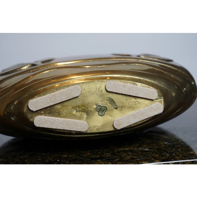 Vintage 1980s Dolbi Cashier Brass Globe Vase With Botanical Relief For Sale - Image 9 of 11