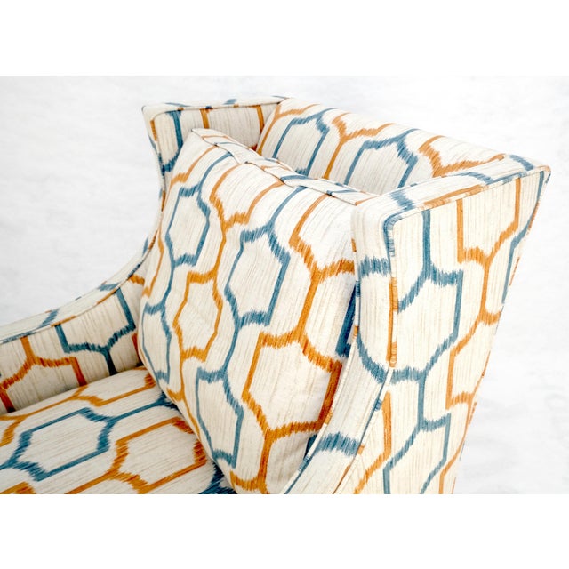 Mid Century Modern Funky Abstract Upholstery Arm Wing Chair MINT For Sale - Image 11 of 15