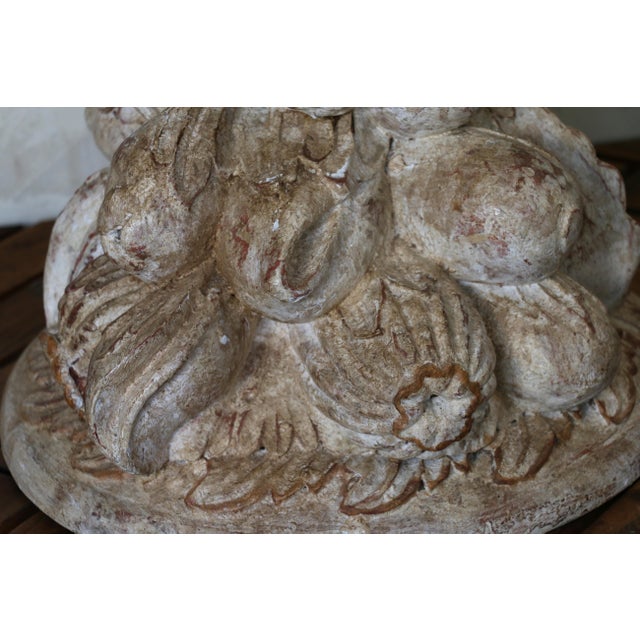 Vintage Carved Wood Console Table — Solid Wood Pedestal Base, Circa 1940s For Sale - Image 11 of 18