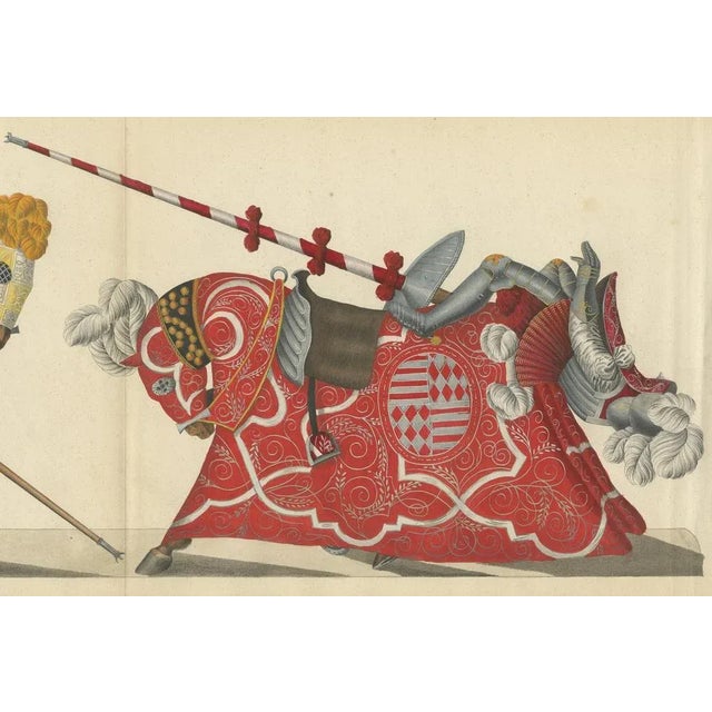 Von Reibisch, Ornate Jousting Knights with Heraldry, 1842, Print For Sale - Image 4 of 6