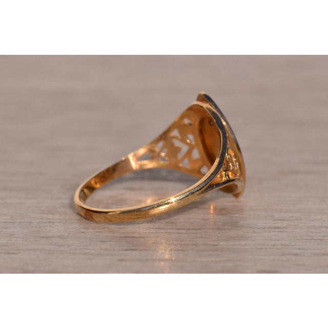 The 19th Avenue: Navette Shaped Signet Ring with Natural Diamond For Sale In Philadelphia - Image 6 of 10