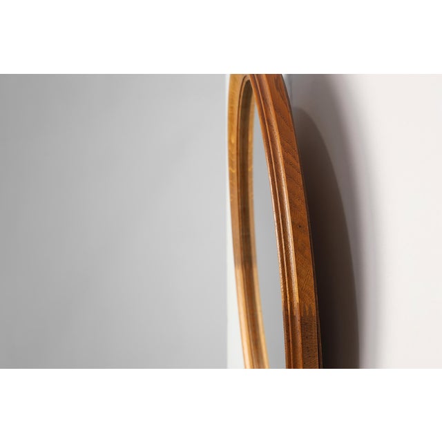 Mid-Century Oval Oak Mirror, Belgium, 1950s For Sale - Image 9 of 11