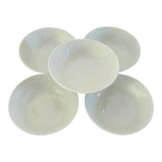 1990s Athena Pattern Johnson Brothers Ironstone White Dessert Bowls - Set of 5 For Sale