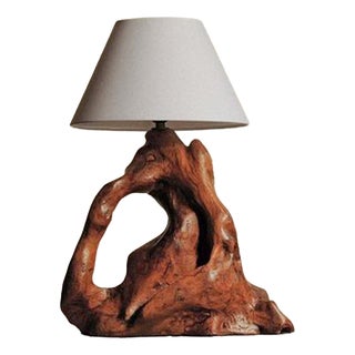 Sculptural Olive Wood Table Lamp, 1960 For Sale