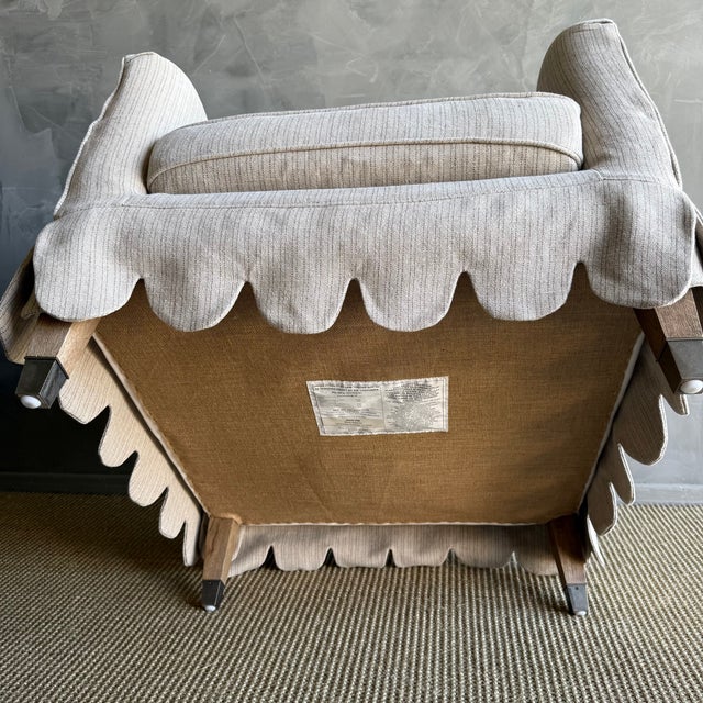 Linen Slip Covered Madison Chair With Scallop Skirt Detail and Down Cushion For Sale - Image 11 of 11