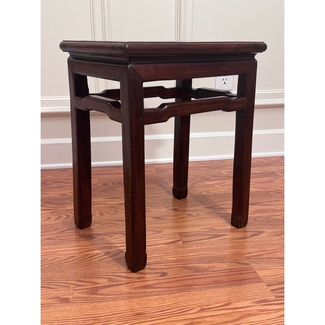 Vintage Asian Modern Traditional Ming Style Solid Wood Accent Side Table For Sale - Image 4 of 12