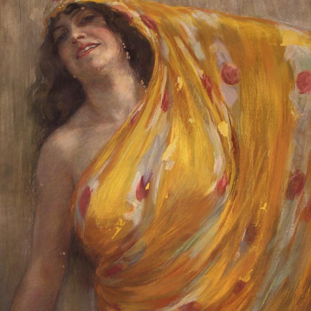 Aldo Mazza, Portrait of an Oriental Woman, 1912, Oil on Canvas For Sale - Image 8 of 15