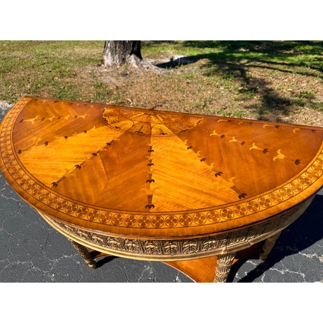 Neoclassical 19th Century Small Neoclassical Giltwood Demi-Lune Console Table For Sale - Image 3 of 10