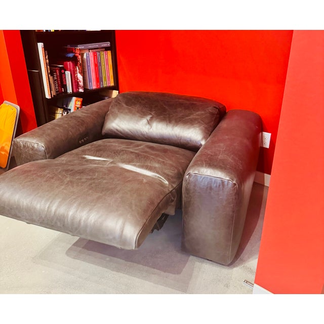 Animal Skin Timothy Oulton Power Reclining Leather Lounge Chair For Sale - Image 7 of 10