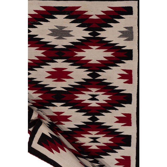 Native American Vintage Circa 1950 Ivory Navajo Style Hand Woven Rug, 3ft 7in X 6ft 1in For Sale - Image 3 of 5