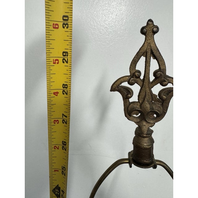 Mid Century Hollywood Regency Green Ceramic Table Lamp Brass Base Vintage 30” Tall For Sale - Image 12 of 12