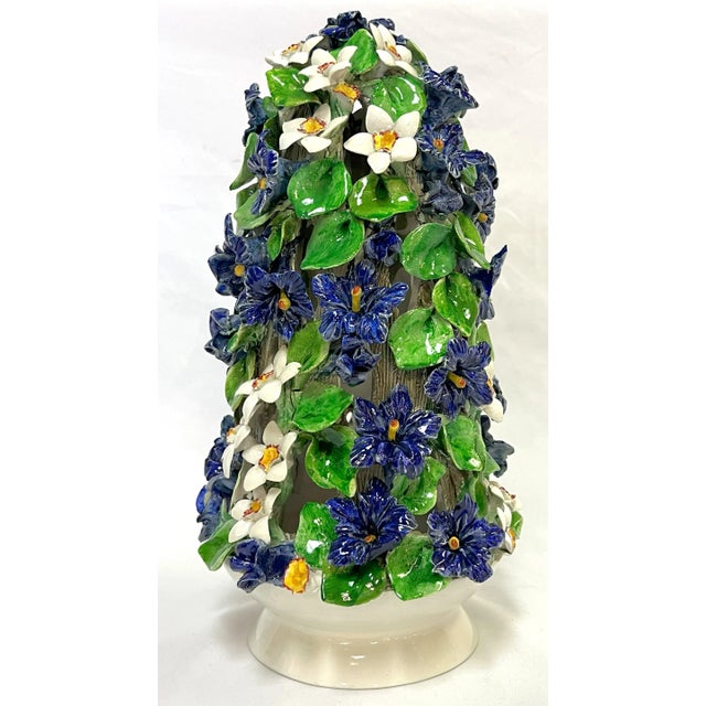 Vintage Italian Majolica Floral Topiary For Sale - Image 4 of 12