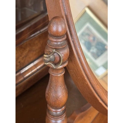 Victorian Antique 19th Century Walnut Adjustable Table Top Shaving Mirror on Stand For Sale - Image 3 of 5