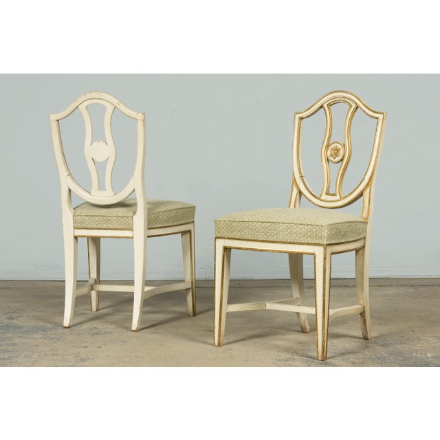 Set of 8 Late 19th Century Gustavian Style Chairs in Olive Green Floral Fabric For Sale In New York - Image 6 of 18