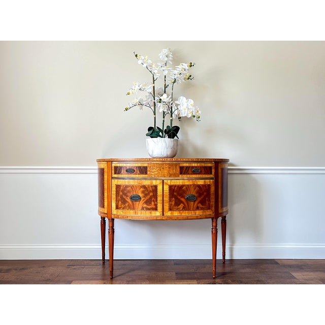 This gorgeous Antique Hepplewhite Demilune Server/Entryway Bureau is both elegant and classic, traditional and modern....