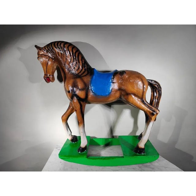 Brown Decorative Rocking Horse in Papier-Mâché, 1950s For Sale - Image 8 of 12