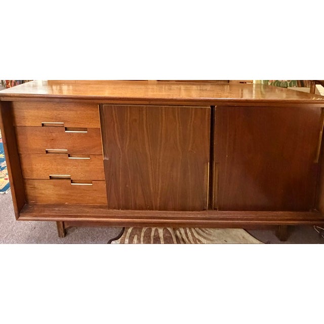 Mid Century Walnut and Brass Dresser, Credenza by Designer Merton Gershun for Cavalier For Sale - Image 14 of 18