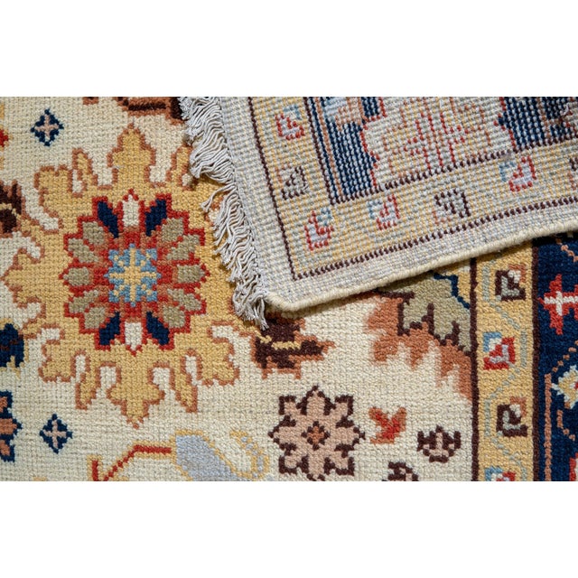Textile 8x10 Violet Traditional Ivory Allover Floral Modern Handknotted Wool Carpet Rug For Sale - Image 7 of 8
