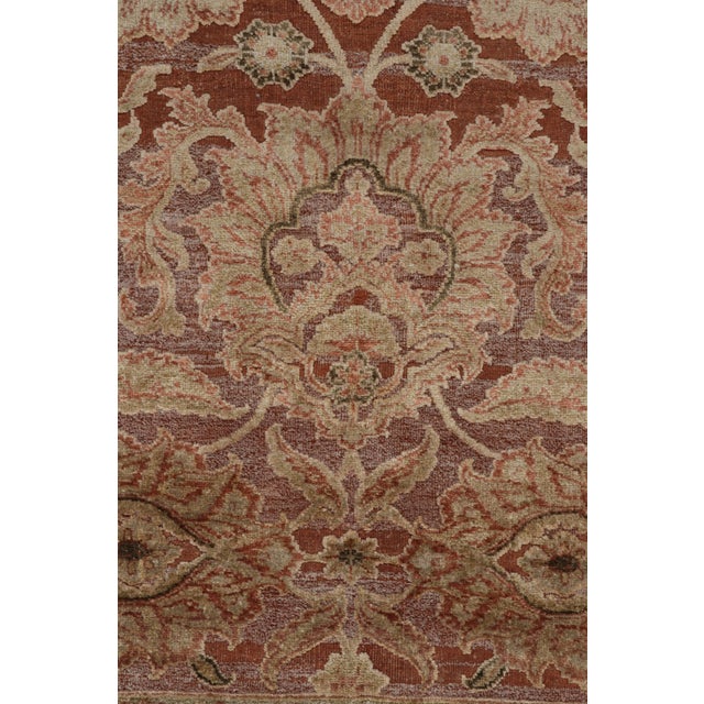 Rug & Kilim’s Tabriz Style Rug in Rust Red, Pink and Beige-Brown Floral Patterns For Sale In New York - Image 6 of 7