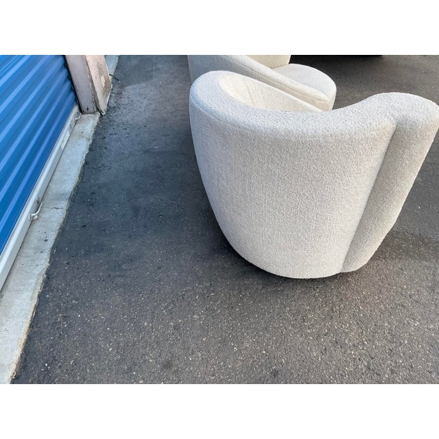 Vintage Vladimir Kagan Nautilus Swivel Lounge Chairs Boucle Fabric - Pair For Sale - Image 13 of 16