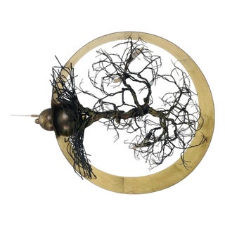Handmade “Roots” Table Lamp by F+m Fos, Oxidized Gold Ring, Greece For Sale