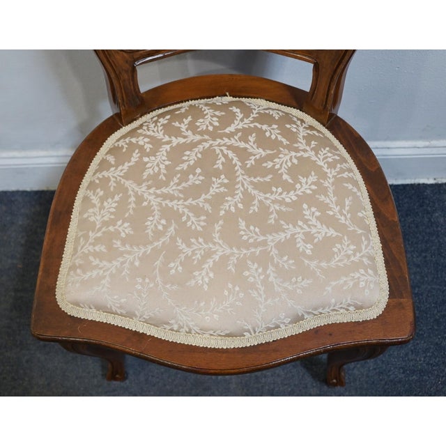 Brown High End Vintage Country French Provincial Solid Cherry Cane Back Dining Side Chair For Sale - Image 8 of 9