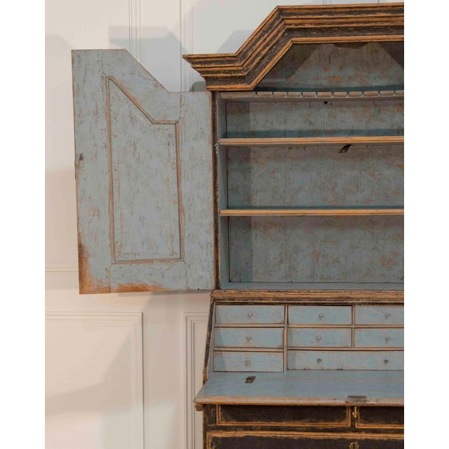 Black Baroque Secretary with Black Exterior and Blue Interior, Circa 1760 For Sale - Image 8 of 16