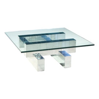Paul Evans Cityscape Mid Century Chrome and Stainless Steel Coffee Table For Sale