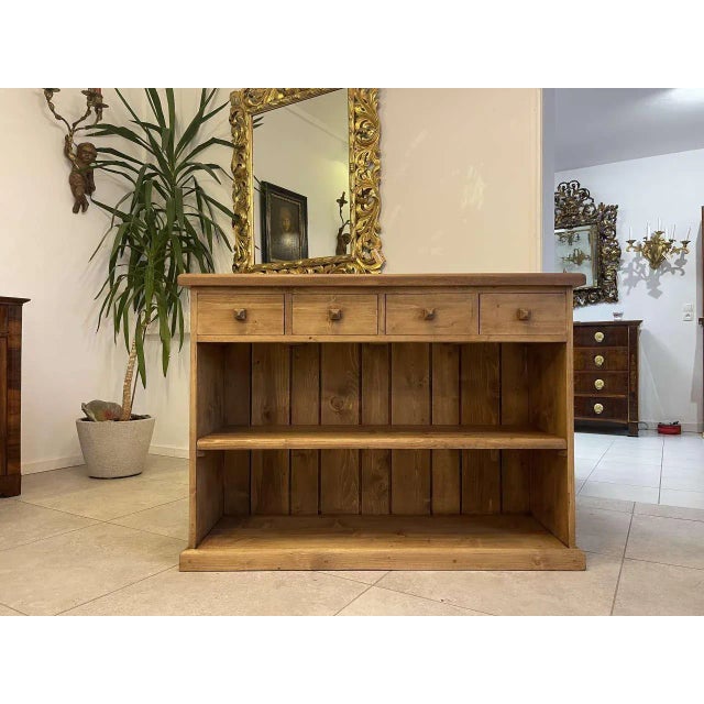 Wood Vintage Spruce Console Table with Drawers For Sale - Image 7 of 14