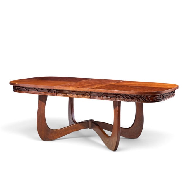 Mid-Century Modern Witco Style Pulaski Oceanic Mid Century Expanding Dining Table With 1 Leaf For Sale - Image 3 of 10