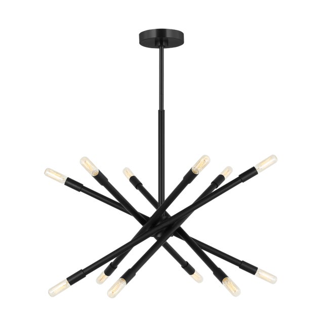 Visual Comfort Chapman & Myers by Visual Comfort Studio Eastyn 12-Light Medium Chandelier in Midnight Black For Sale - Image 4 of 4