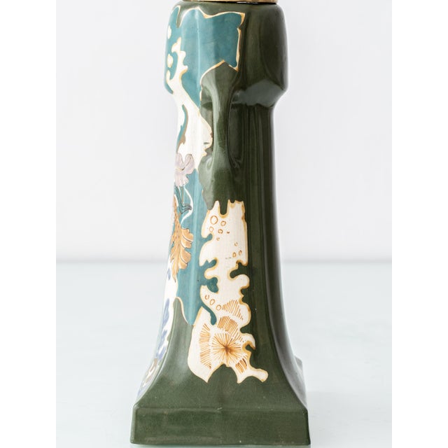 Art Nouveau Dutch Hand-Painted Ceramic Table Lamps from Arnhemsche Fayencefabriek, 1910s, Set of 2 For Sale - Image 12 of 18