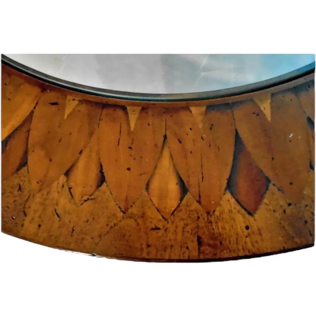 1980s Vintage Glass and Inlaid Wood Coffee Table Chairish