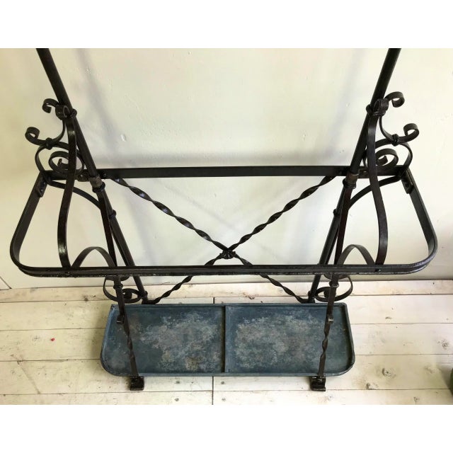 Art Nouveau Style Wrought Iron Coat Rack with Umbrella Stand, 1900s For Sale - Image 6 of 18