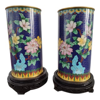 Pair of 1960s Chinese Cloisonne Vases For Sale
