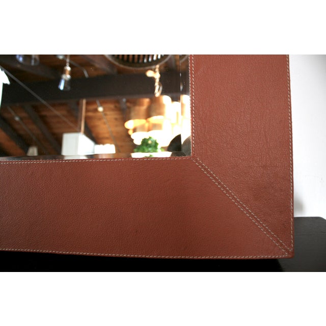 2010s Brooke Leather Mirror For Sale - Image 5 of 5