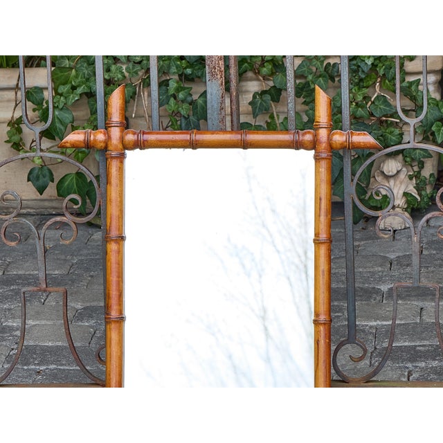 French Faux Bamboo Wall Mirror with Turned Wood Frame, circa 1900 For Sale In Atlanta - Image 6 of 12