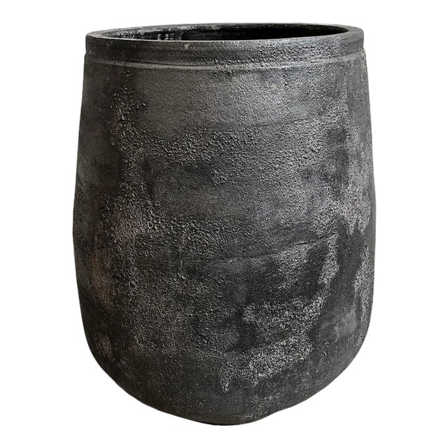 Tumbler Black Earth Ware Vintage Pot Planter For Sale