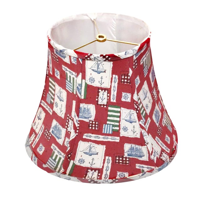 1970s Vintage Nautical Themed Bell Shaped Linen Fabric Lampshade For Sale