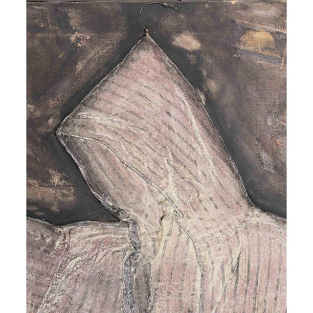 Roni Nicholson (American, XX), "Flight", Mixed Media on Linen with Assemblage Elements, 1982, signed, titled, and dated...