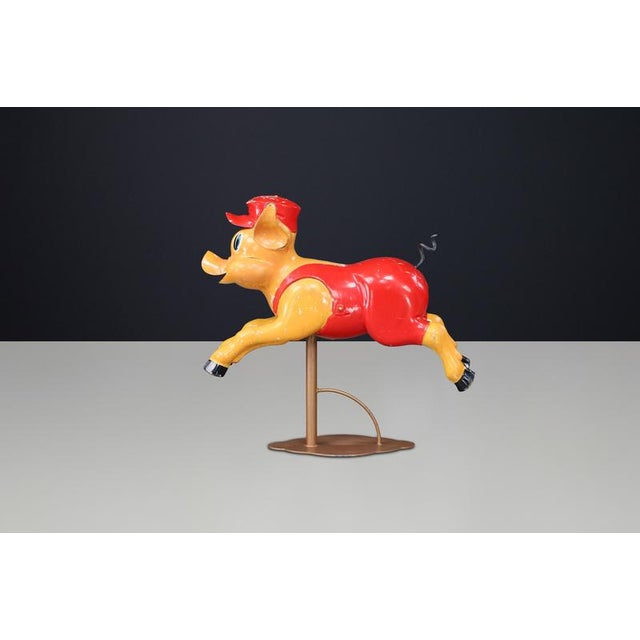 Three Piglets Carousel Sculpture in Polychrome Wood attributed to Bernard Kindt, 1960s For Sale - Image 6 of 15